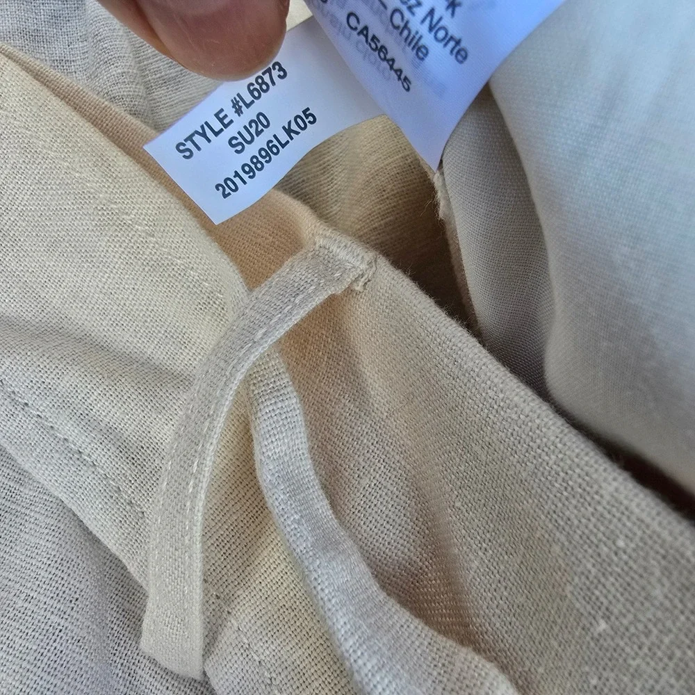 J. Crew‎ Linen Cotton Blend Tie Waist Shorts Ivory Cream Women's Size 12